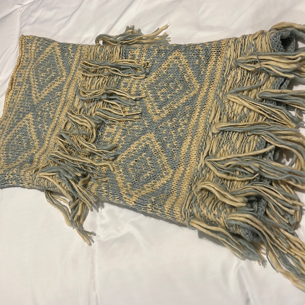 Free People Blue and Cream Scarf